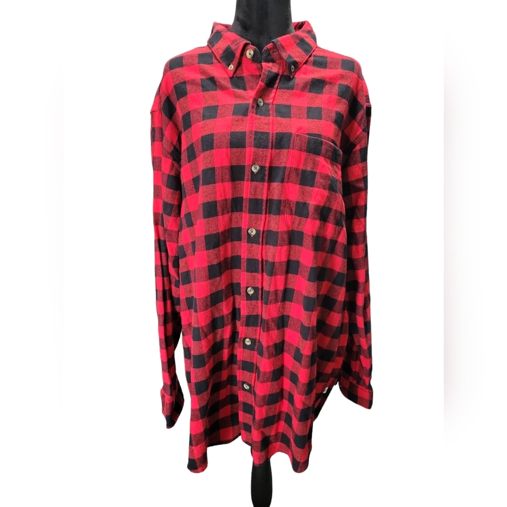 Magellan Outdoors Long Sleeve 100% Cotton Plaid Shirt 2XL Men's
